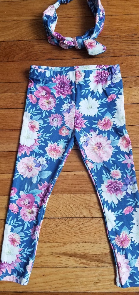 Floral athletic pants with matching headband